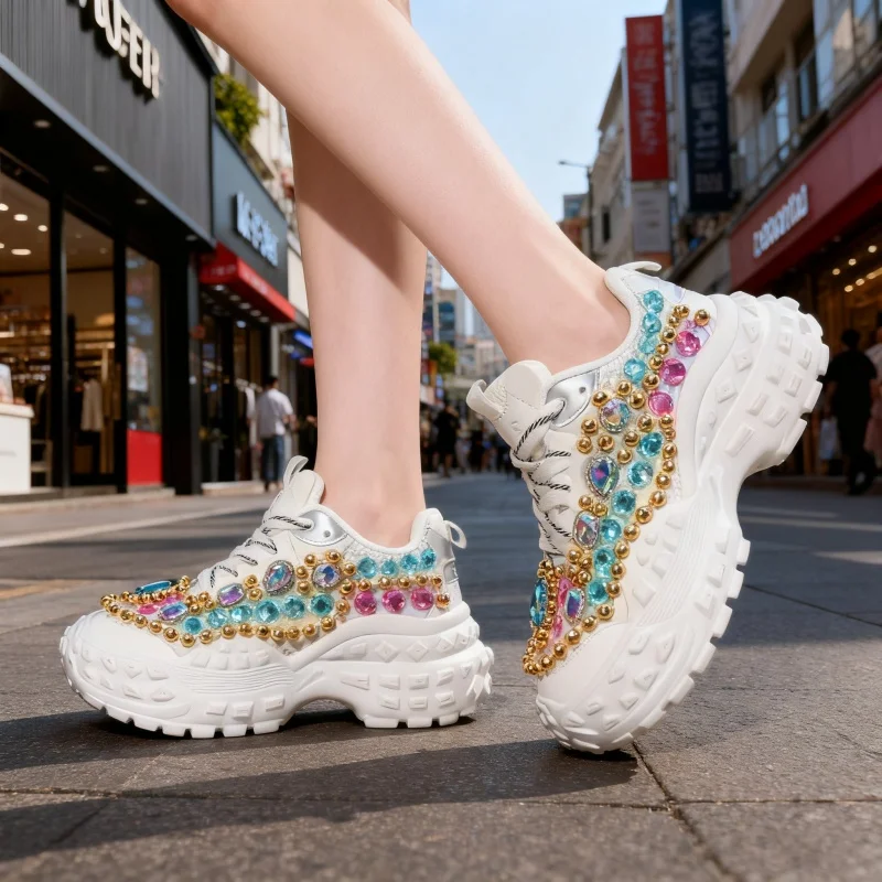 New Dad Shoes Female Internet Celebrity New Thick Soled Height Increasing Single Shoes Heavy-duty Personalized Women's Shoes