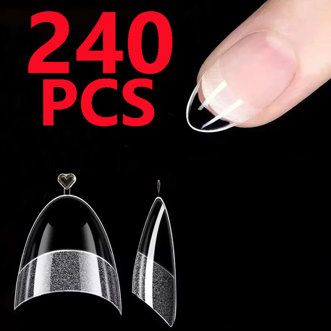 240pcs Half Cover Almond Pre-filed Nail Tips Half Matte XS Press on Fake Nail Extension for Small Tiny Nail