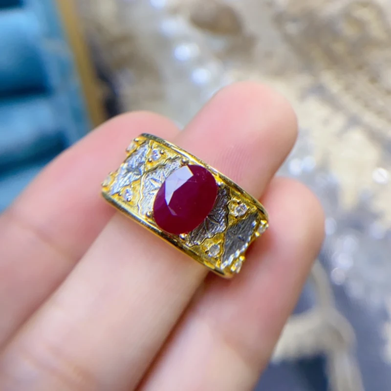 Natural Ruby Rings for women silver 925 jewelry luxury gem stones 18k gold plated free shiping items