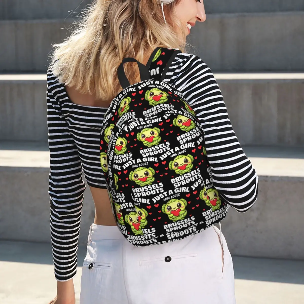 

Just A Girl Who Loves Brussels Sprouts Student Backpack School Bag Hiking Travel Daypack Fashion Bookbag Shoulder Bags