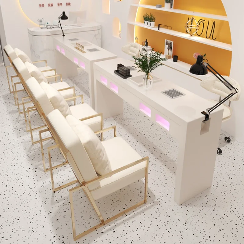 ZDesigner New Nail Tables Creative Salon Furniture Beauty Salon Table Embedded Vacuum Cleaner Home Manicure Table And Chair SetZ