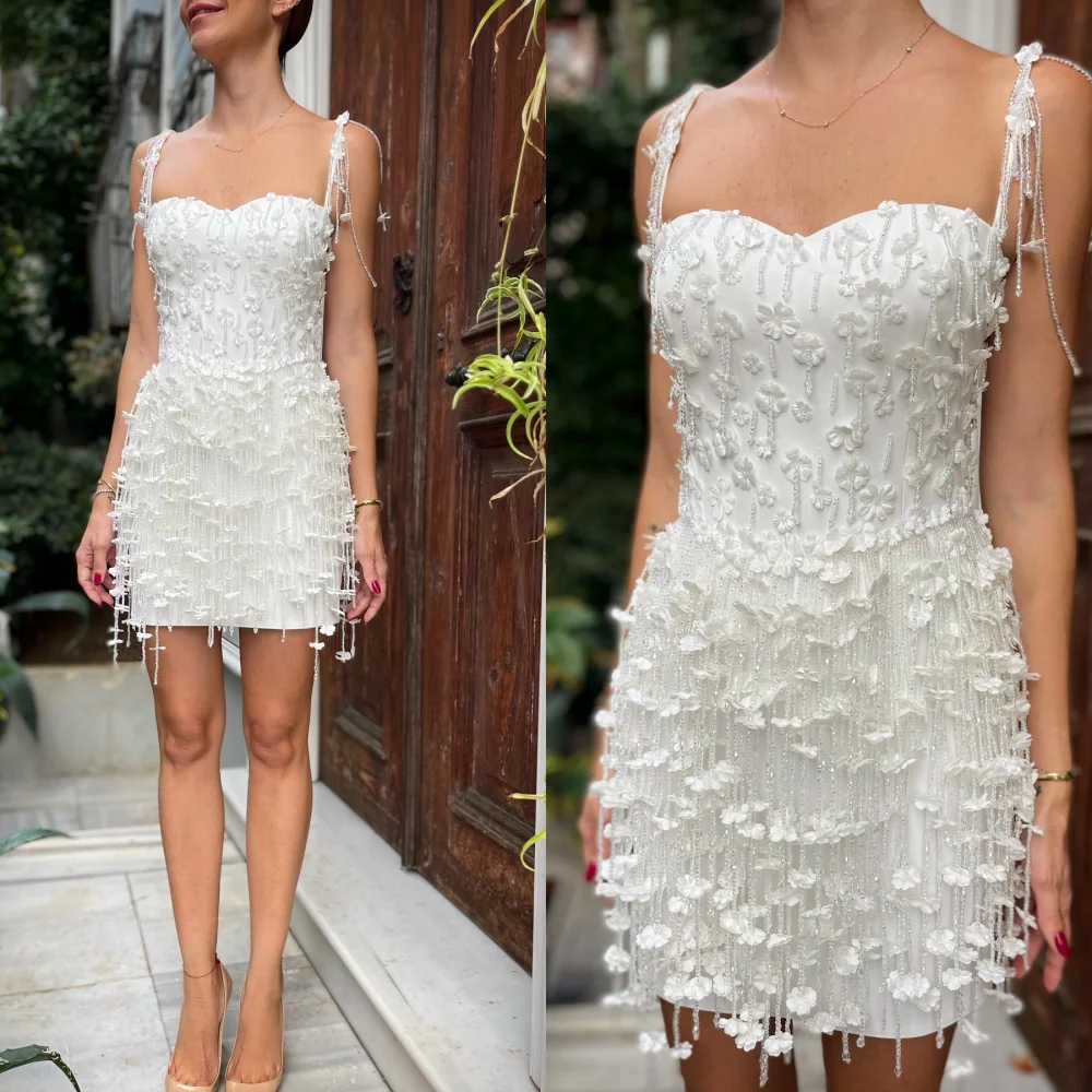 

Customized Intricate Jersey Sequined Beading Flower Pleat Straight Sweetheart Short Dresses Party High Quality Classic