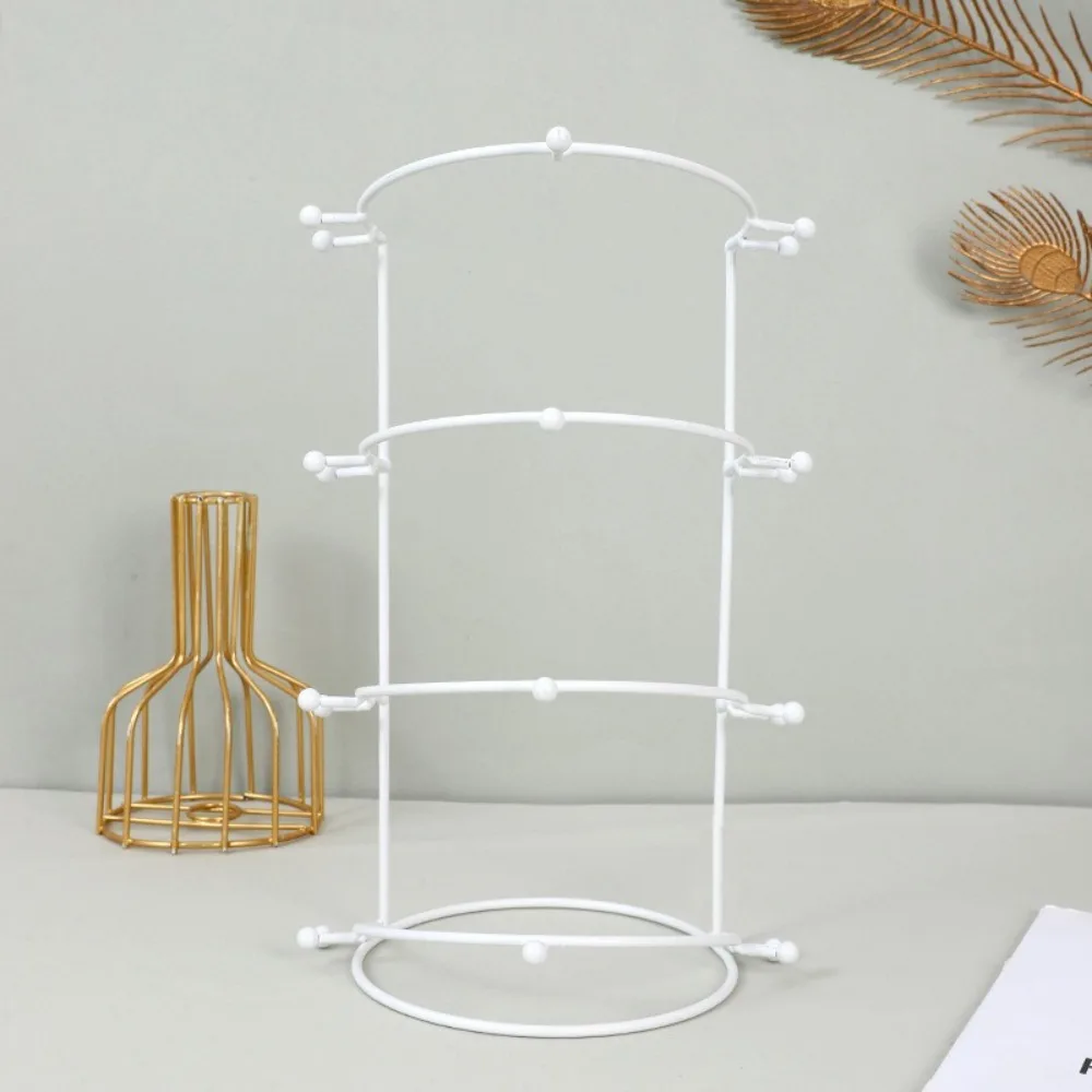 Gold White Crown Display Stand 2/3/4-Tier Metal Tiara Support Stand Anti-Slip Ball Design Multi-Layer Headband Display Stand