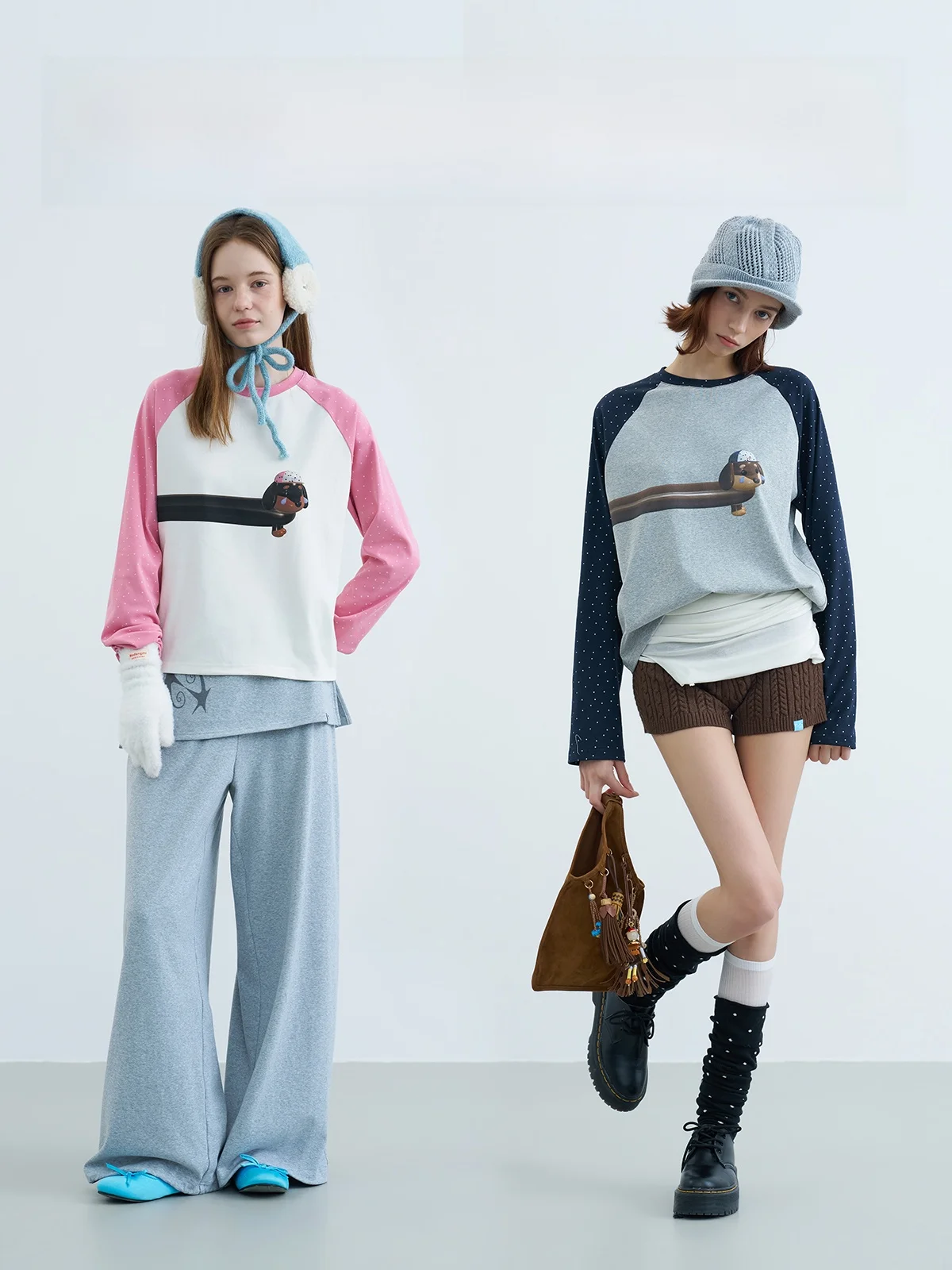 

Riverstone plus Long Sve round Ne Polka Dot T-irt Women's Base irt Semicasual Spring Cotton Spandex Blend