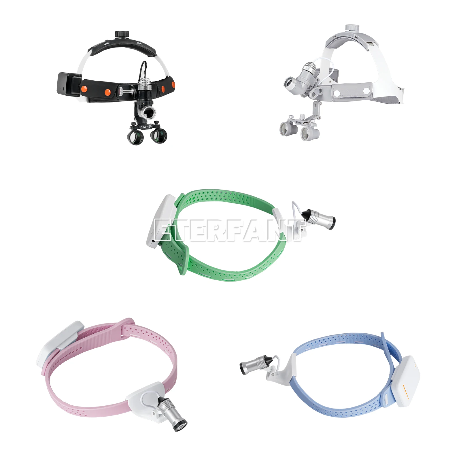 

Легкий силиконовый налобный фонарь ETERFANT, стоматологический медицинский светодиодный фонарь 5 Вт/3,5X-R, бинокулярные лупы и светодиодный налобный фонарь, 10 Вт, фара