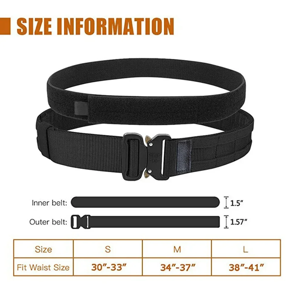 Tactical Double Belt Adjustable For-Velcro Inner And Outer Waist Belts Outdoor Military Hunting Double Layer Training Belt