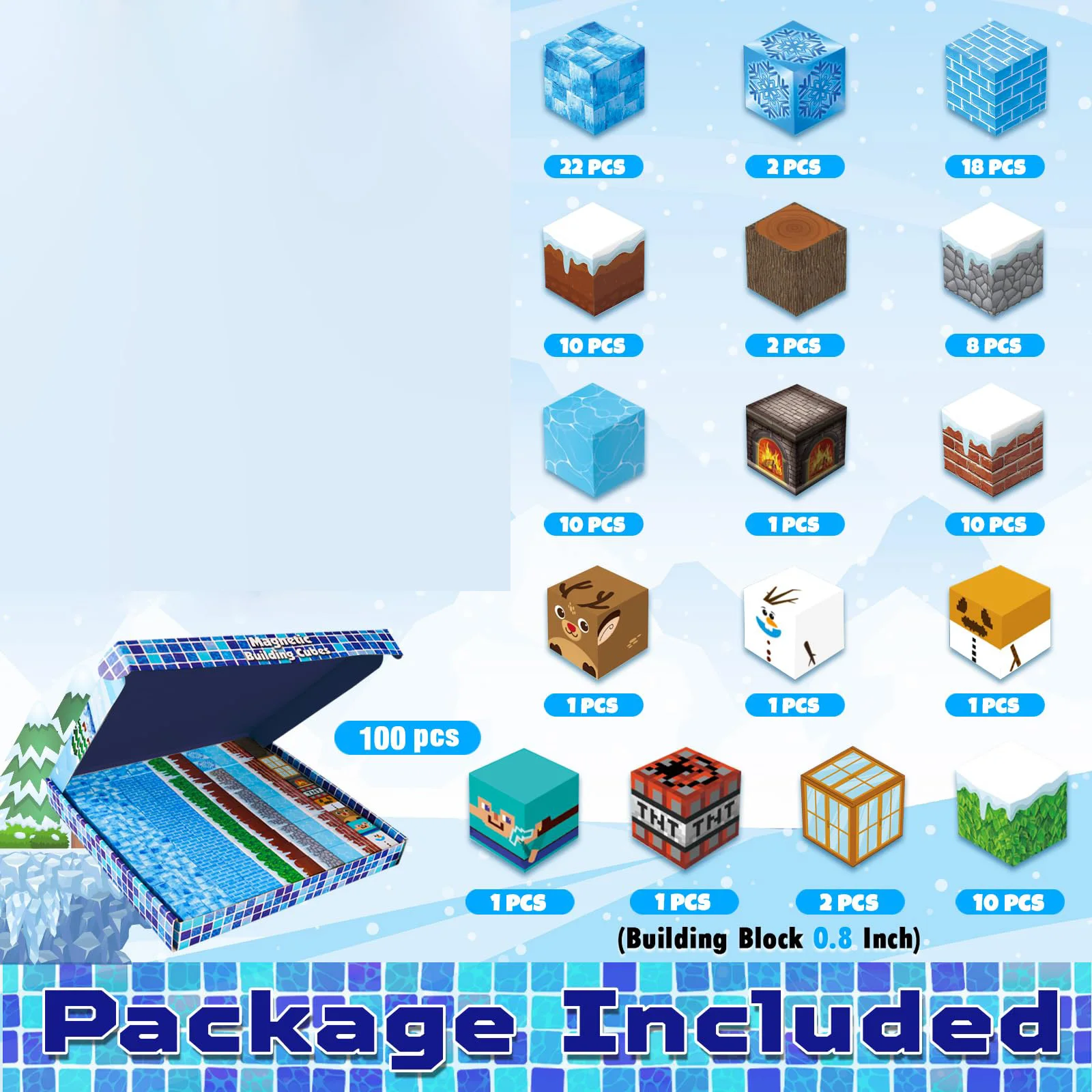 100 STKS Magnetische Blokken Bouwen Bevroren Kasteel Magneet WorldToddler Kerst Verjaardagscadeautjes Zintuiglijke Speelgoed voor 3 + Meisjes en Jongens