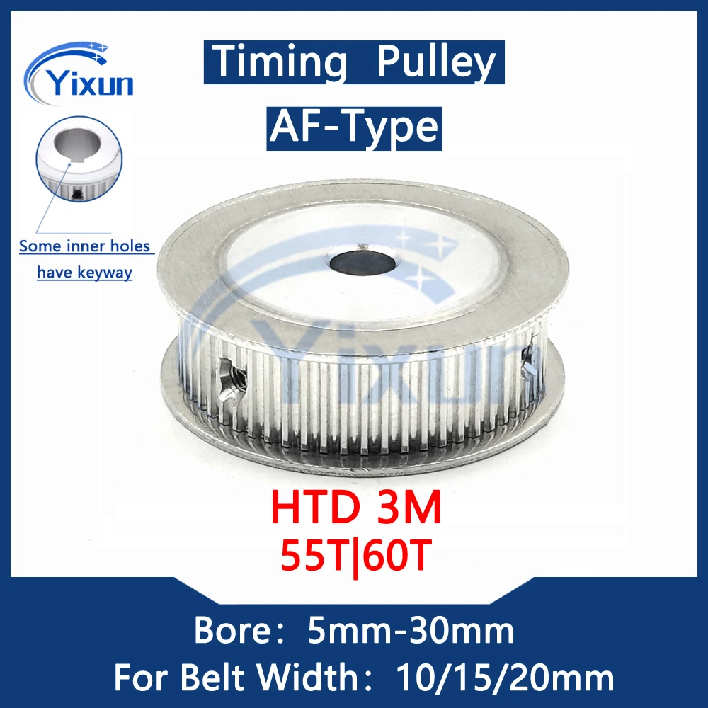 

HTD 3M Timing Pulley 55T 60 Teeth Synchronous Wheel Bore 5mm-30mm For Belt Width 10/15/20mm Keyway 3M 60Teeth Gear Pitch 3mm 55T