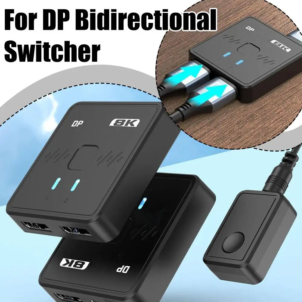 Commutateur bidirectionnel DP 8K, prise en charge de la commutation en un clic, type-c 5V, Mode d'alimentation 2 sorties et alimentation 2 entrées 1 sortie, commutateur 1 entrée M8K5