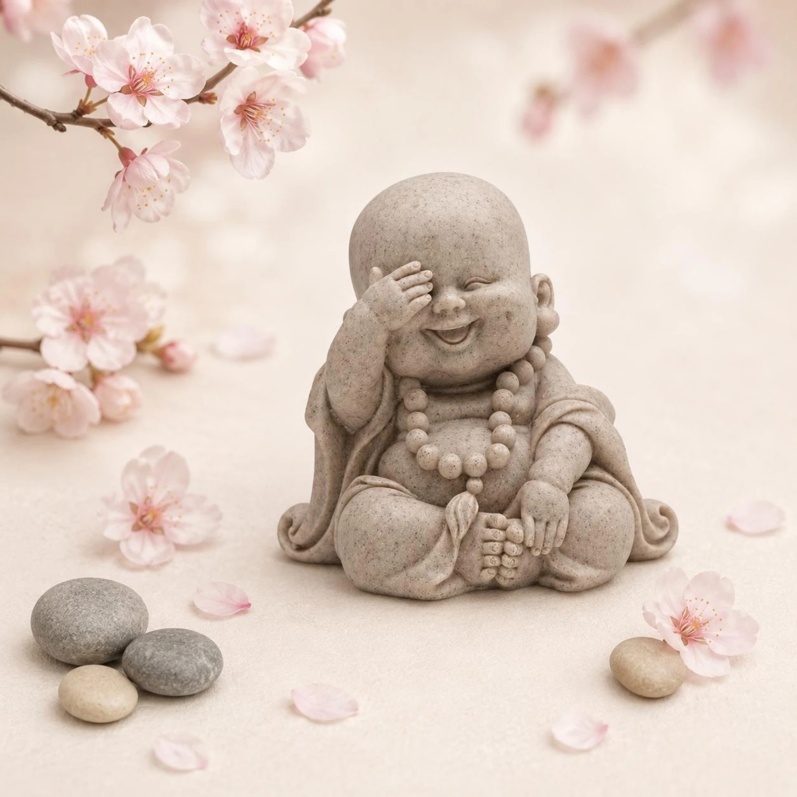 Prayer Bead Monk Figurine Tabletop Monk Statue House Decoration Draped Robe Home Decor Mini Size