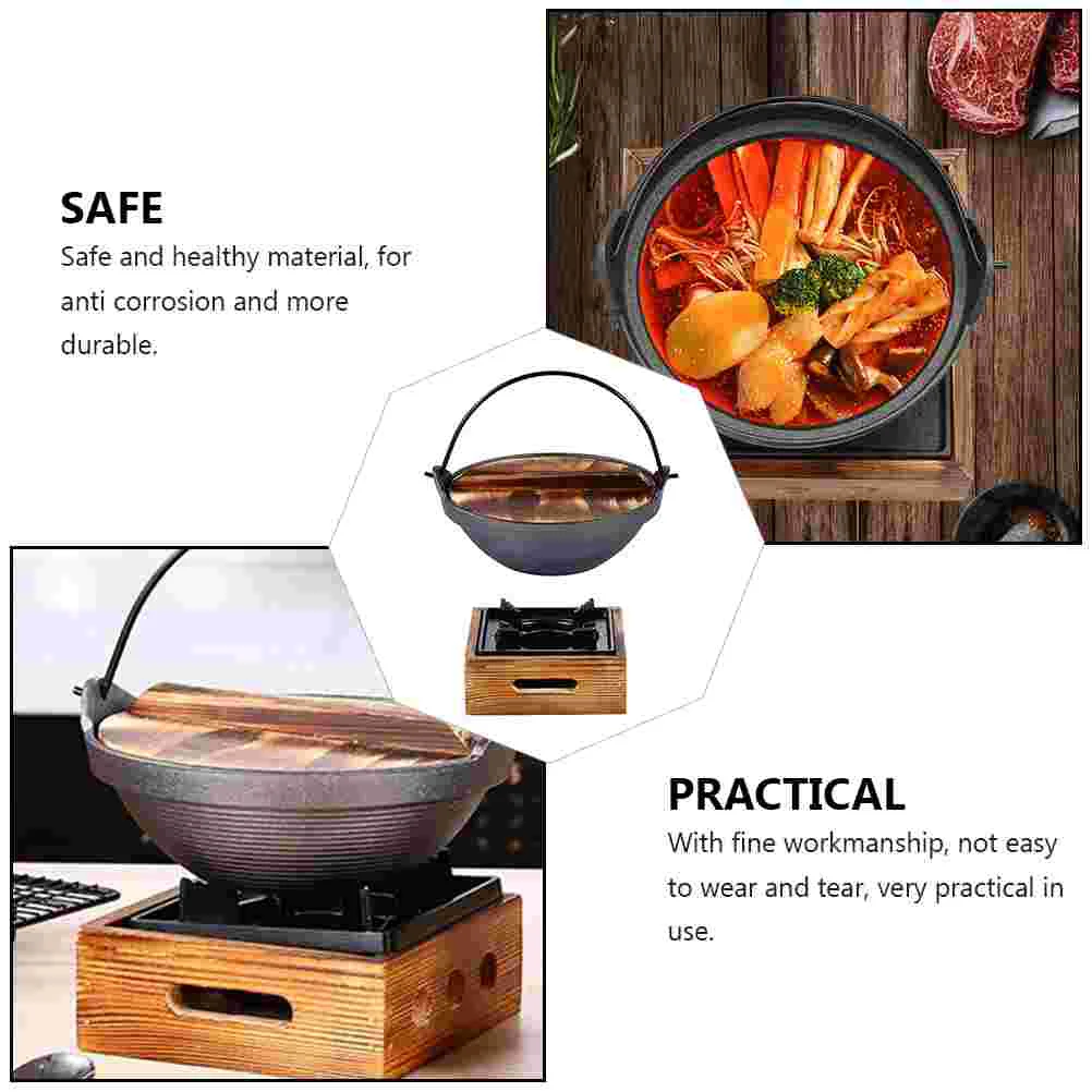 Household Sukiyaki Cookware Ramen Bowl with Lid Cast Iron Flat Skillet Cooking Pot