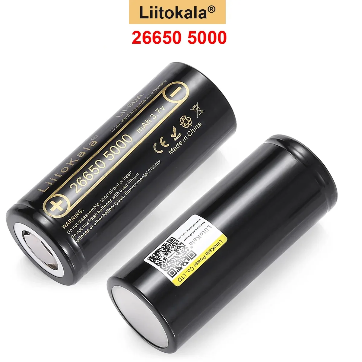 26650 Lii-50A 5000mAh 3.7V High Capacity Rechargeable Li-ion Battery Cell For Flashlight, 1-10pcs Replacement Battery Pack