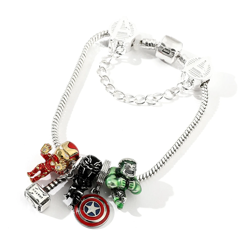 Superhero Marvel bracciale Infinty Stones Avengers Jewelry braccialetto estetico con ciondoli in metallo perline di cristallo fai da te marca