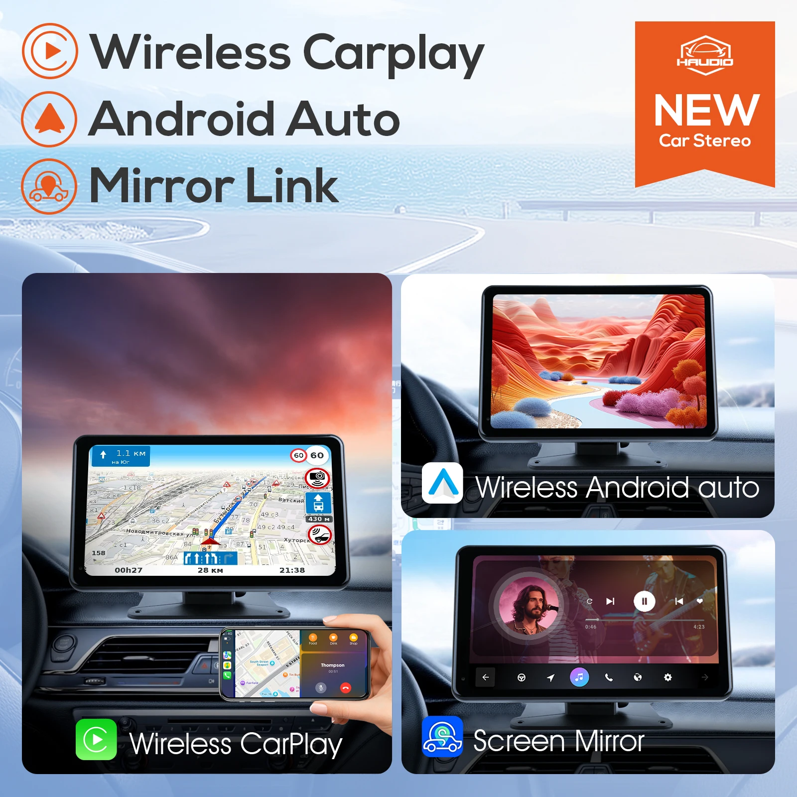 العالمي 7 بوصة راديو السيارة الوسائط المتعددة مشغل فيديو لاسلكي Carplay أندرويد السيارات لينك BT 5.0 AUX TF FM مشغل السيارة ستيريو السيارة