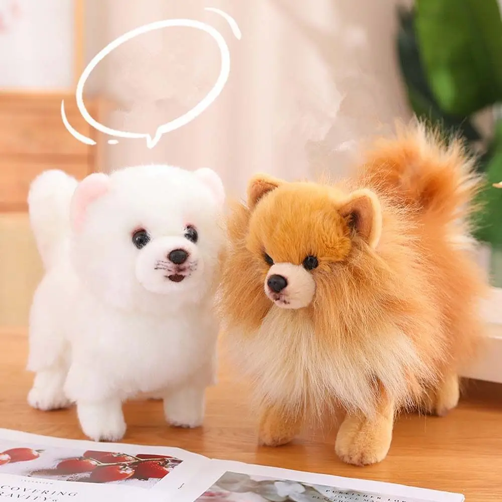 Standing Pomeranian Plush Toy Real Life Stuffed Animals Simulation Pomeranian Dog Home Decor Fluffy Stuffed Puppy Doll