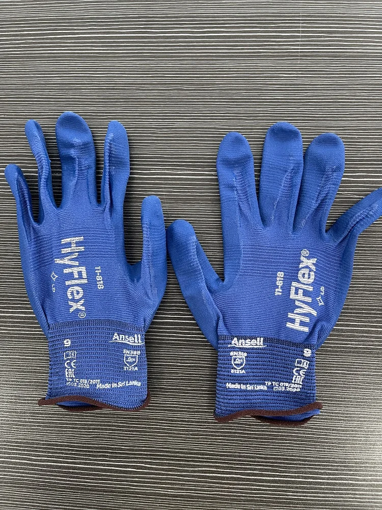 Ansell HYFLEX ®   11-818(1 paar) Ultradunne handschoenen met nitrilschuimcoating en hoge slijtvastheid Blauwe antistatische handschoenen