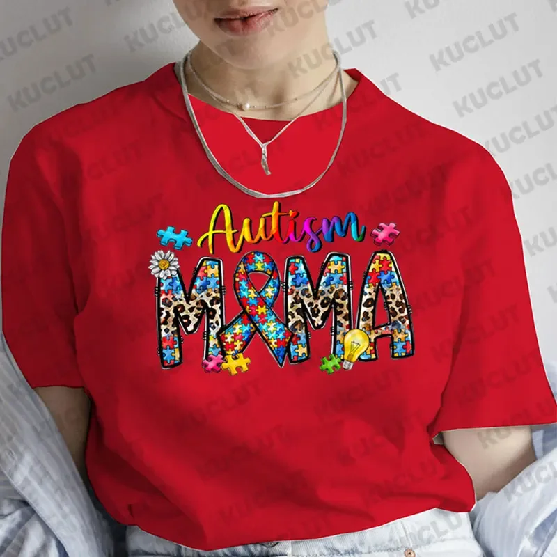 Autism Awareness Neuro Diverse Mommy T-shirt for Women Summer Short Sleeve Tees Autism Support Tops Harajuku Graphic Tshirt