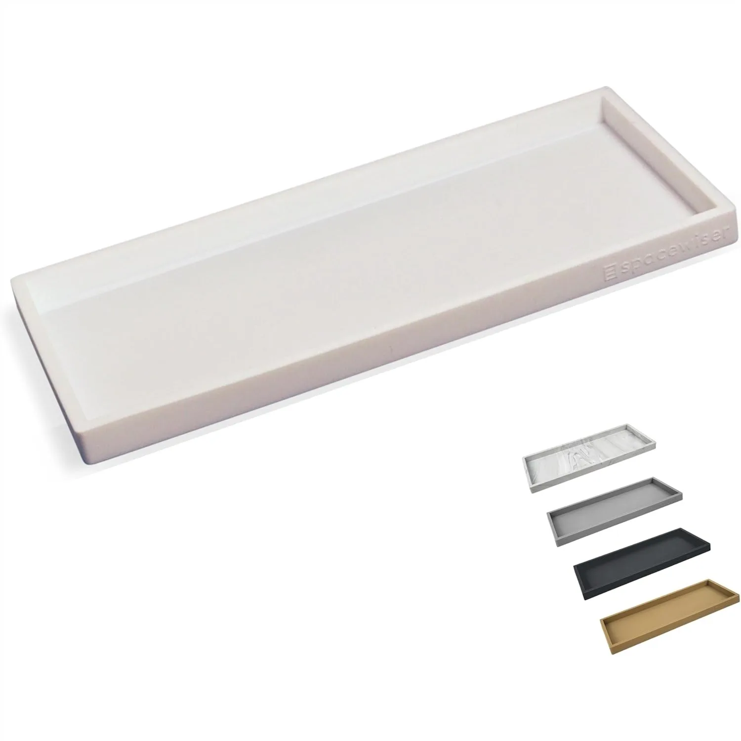 

Silicone Bathroom Tray, 11.7" Countertop Organizer for Soap and Essentials, White