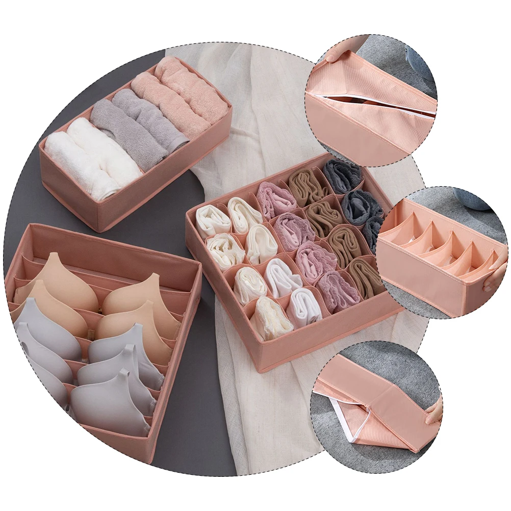 

Sock and Underwear Organizer for Closet Storage Box Underskirt Case Clothing Pink