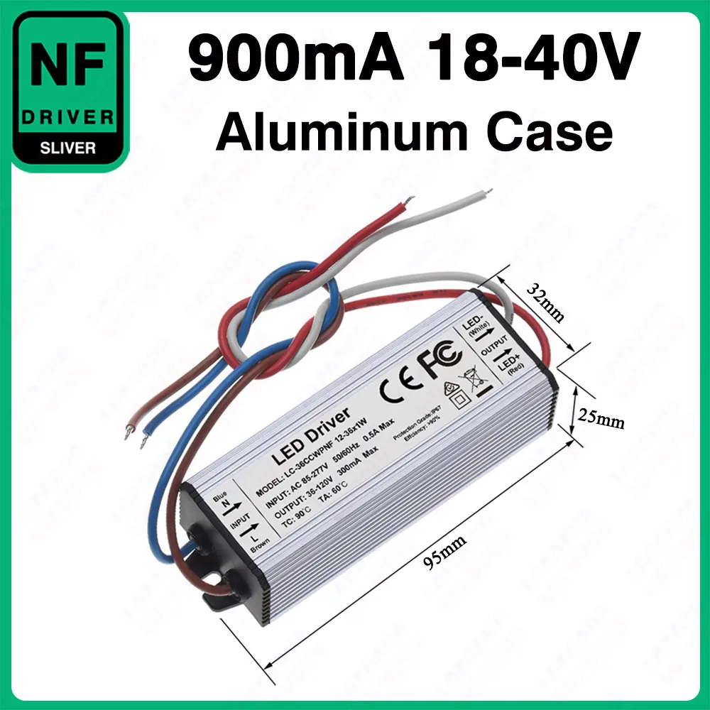 No Flicker 300mA 450mA 600mA 900mA Constant Current LED Driver Power Supply 20W 24W 30W 36W 40W 110V 220V Lighting Transformers