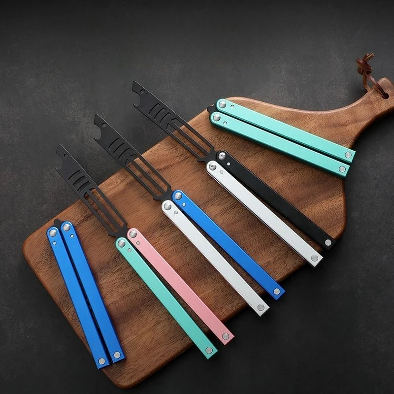 Cuchillo Mariposa Plegable CSGO, Diseño de Tiburón, Balisong, Cuchillo de Entrenamiento de Bolsillo (Sin Afilar)
