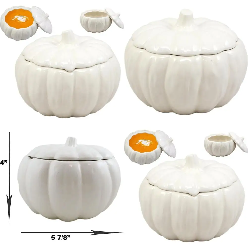 

Набор из 3 белых керамических чаш-тыкв с крышками, диаметр 6 дюймов