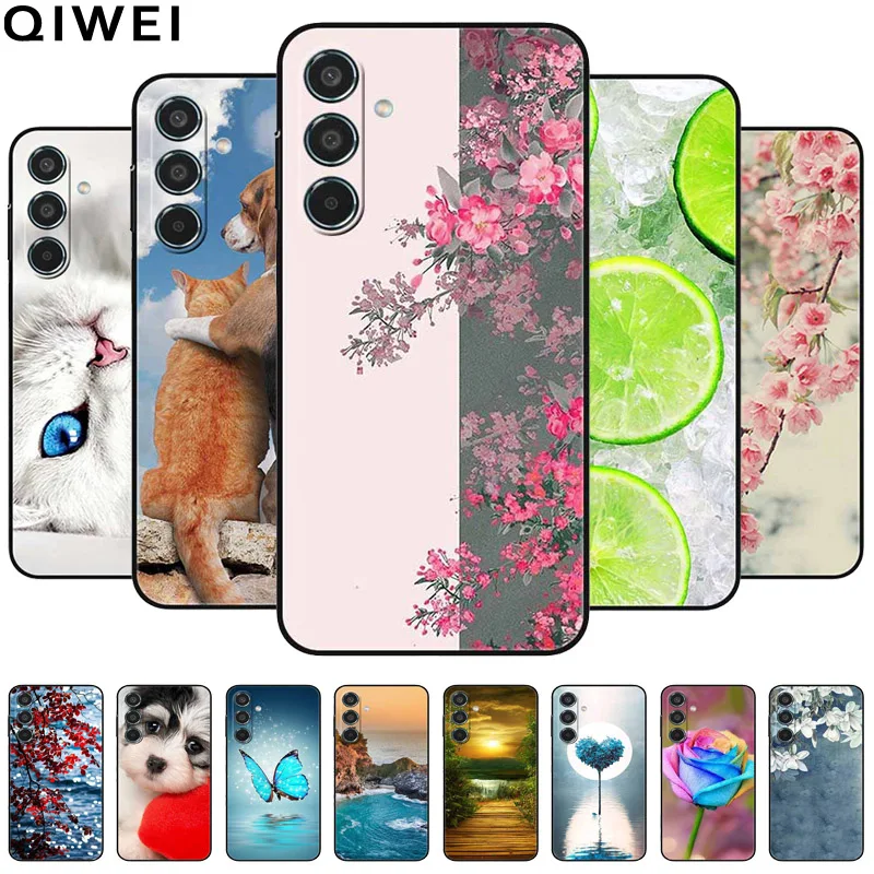 For Samsung A14 4G 5G Case Flowers Printed Soft Silicon Beautiful Phone Cases for Samsung Galaxy A34 A54 5G Bumper Cover A 14 54