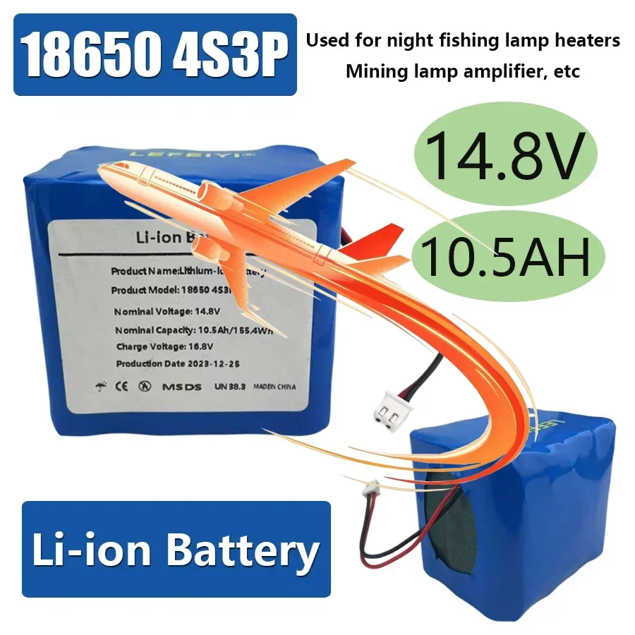 📦4S3P 14.8V/16.8V 10500mAh 18650 Li-iom Battery Pack With 5A BMS For Night Fishing Lamp Heater Miner's Lamp Amplifier Etc💖
