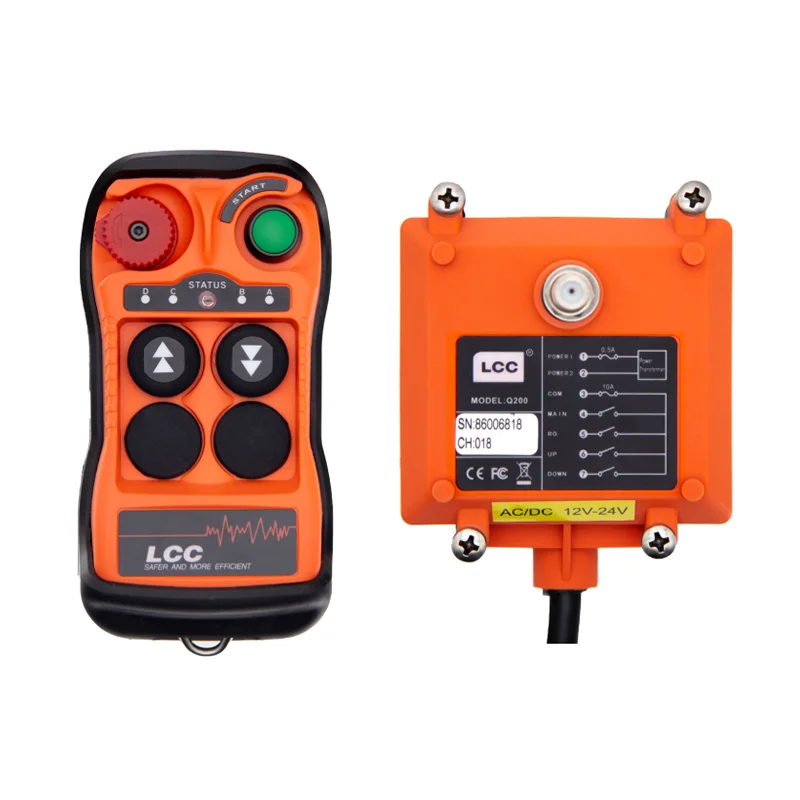 LCC Q202 Industrial Radio Control Switch 2 Channels Controller Dual-Speed Hoist Crane Hydraulic Truck Wireless Remote Control