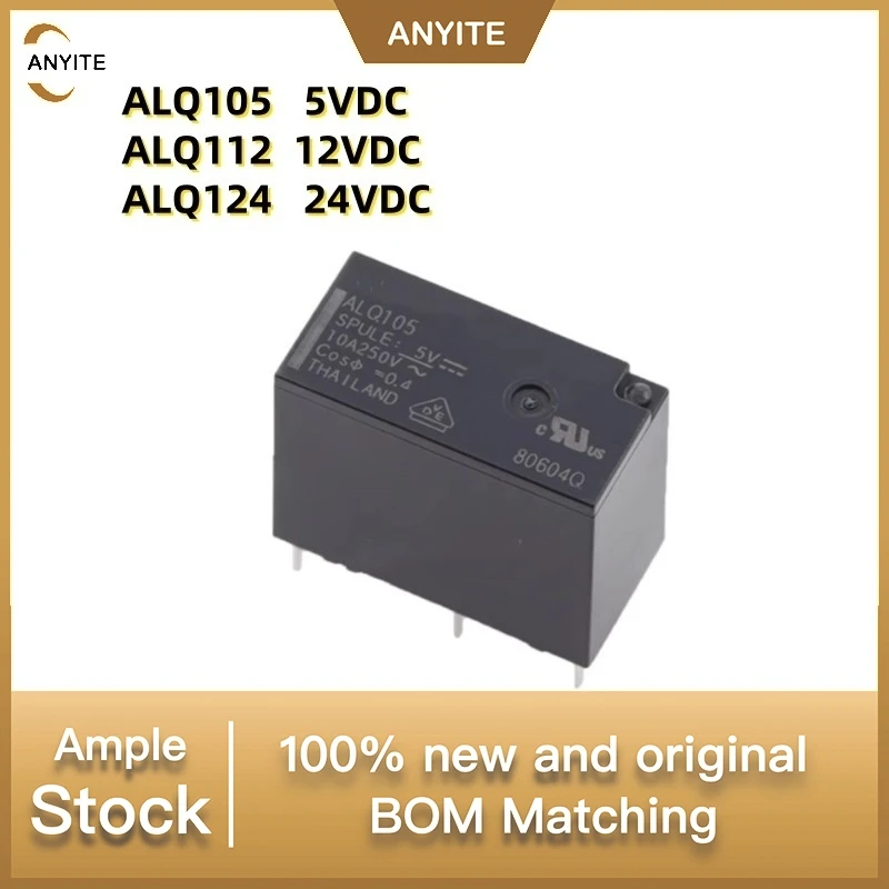 New 10Pcs/LOT  ALQ105 5VDC    ALQ112  12VDC    ALQ124   24VDC  5PIN