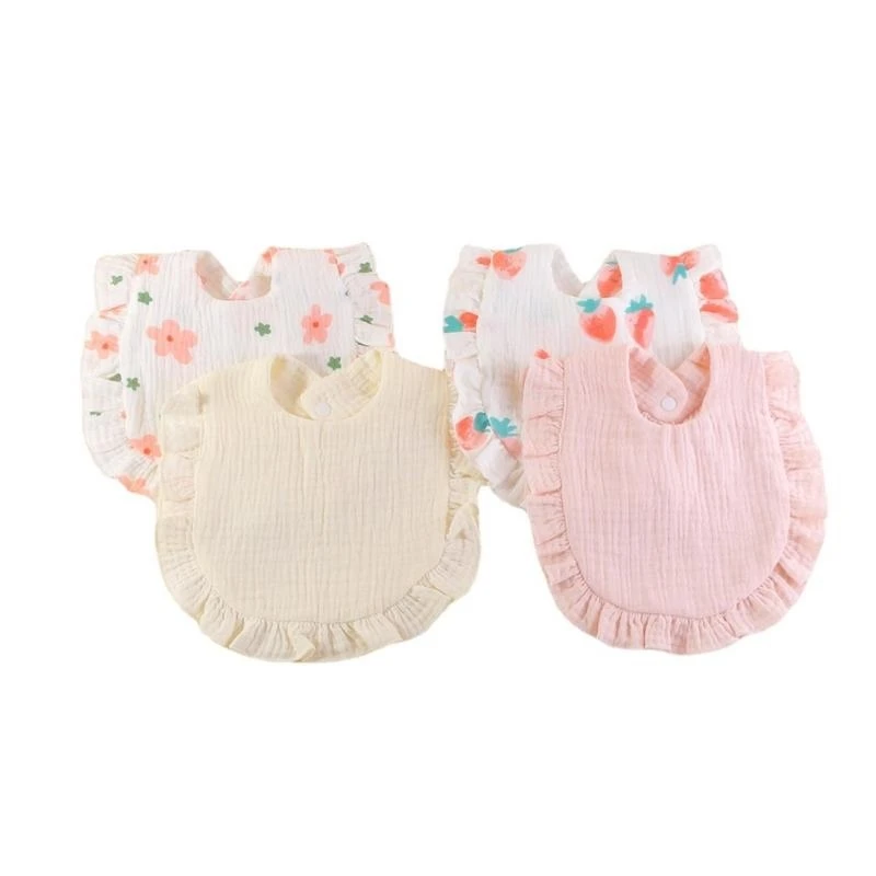 

J15U 4 шт., слюнявчик с рюшами, цветочное полотенце из слюны, хлопковая ткань для отрыжки для малышей 0–1 лет