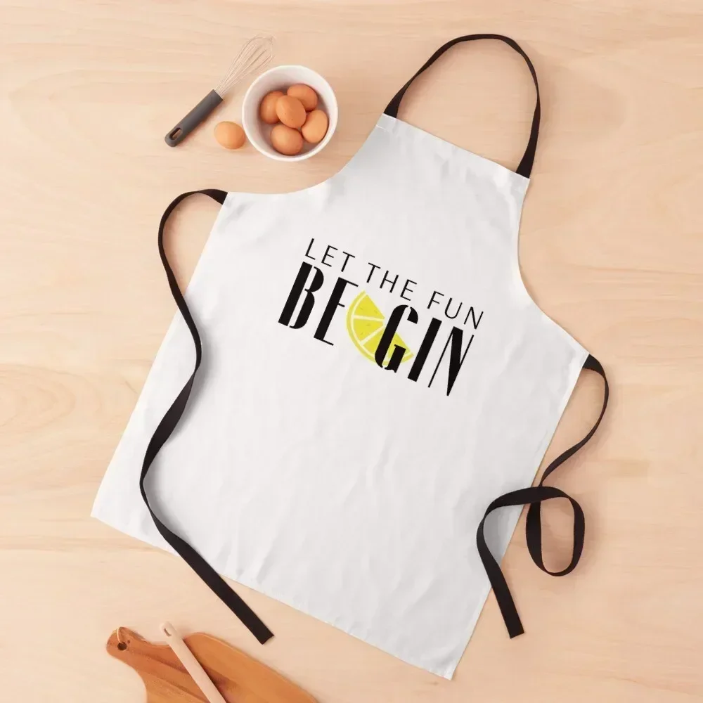 

Let The Fun Be Gin Apron waiter with personal logo Cooking Clothes Woman Kitchens Apron