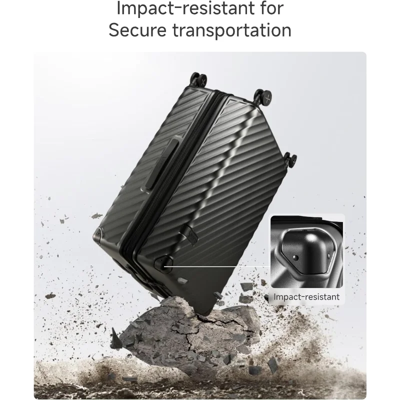 LUGGEX Luggage with Spinner Wheels, Polycarbonate Expandable Hard Shell Suitcase, Checked Large 28 Inch, Blue