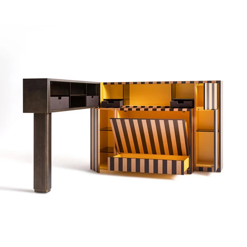 Italian light luxury solid wood bar counter wine cabinet high-end villa home art creative side cabinet