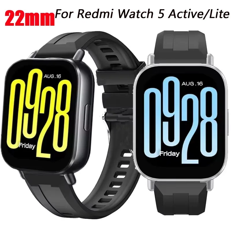 22mm Sport-Silikonarmband für Xiaomi Redmi Watch 5 Active/5 Lite, austauschbares Armband für Redmi Watch 5 Active/5 Lite Correa