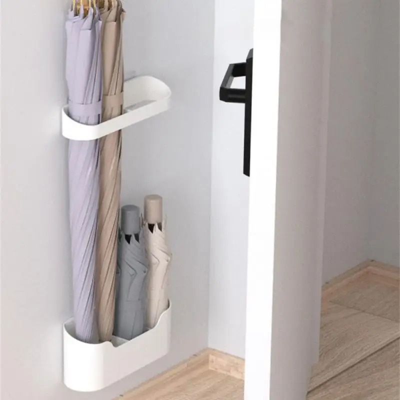 New Wall Mounted Umbrella Holder Nail Free Fastener Style Multi-Functional Household Umbrella Storage Rack