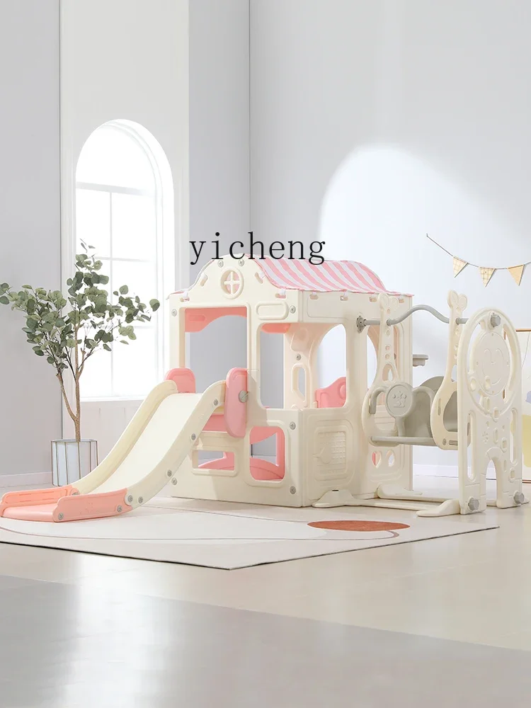 Tqh-casa de juegos de cuento de hadas para niños, combinación de tobogán oscilante, casa de castillo multifuncional para interiores, valla de tienda