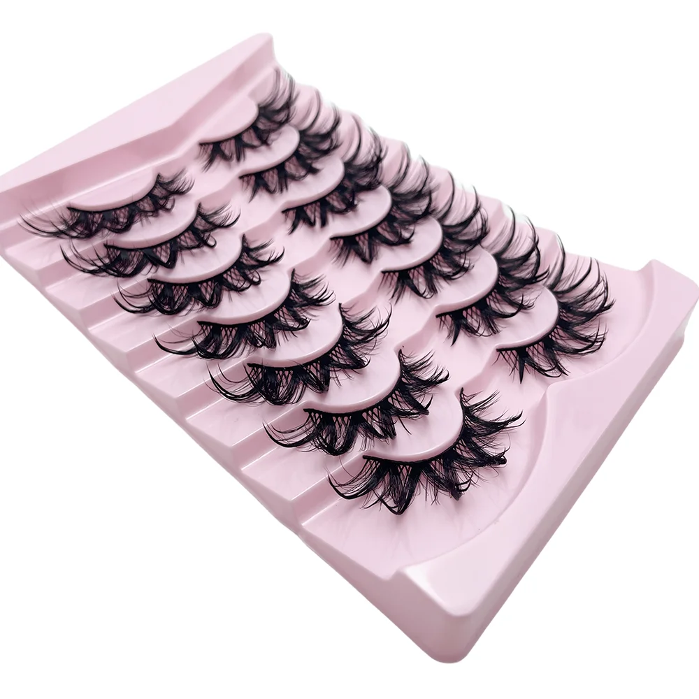 7 Pairs Wet false eyelashes Fluffy Fairy Cat Eyelashes 3D Cat Eye Lashes,Faux Eyelashes,Natural Long Full Strip Lashes Winged