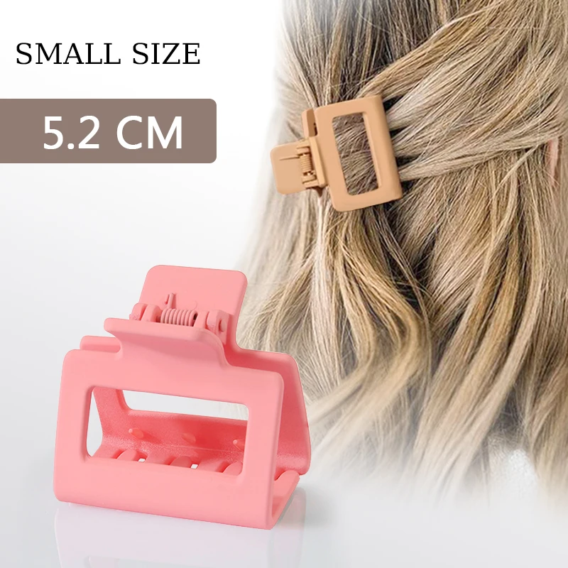 

5cm Fashion Women's Solid Color Frosted PS Material Small Square Hairpin Hairpin Headdress Shark Clip Hair Accessories