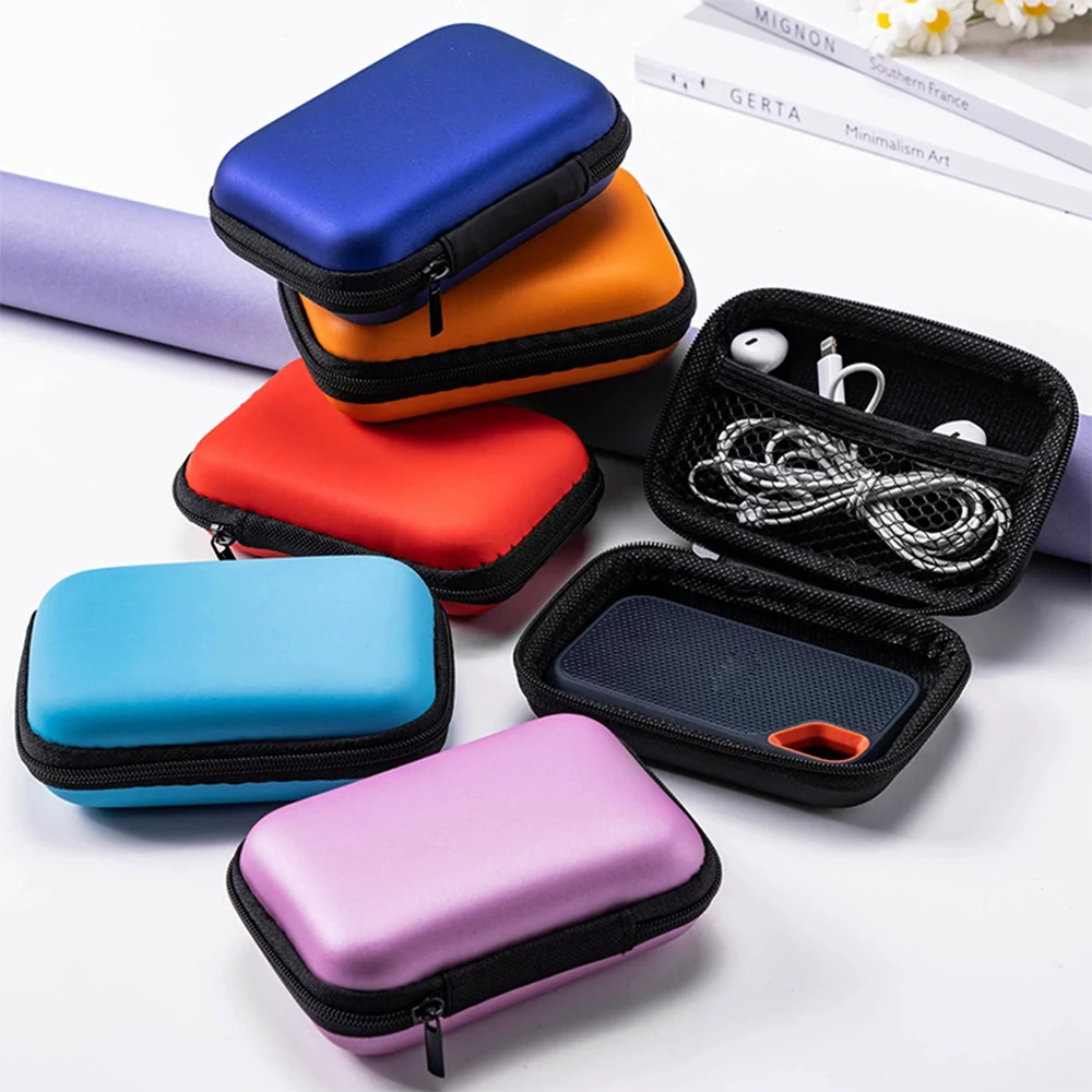 1PC Portable Mini Tech Accessory Organizer Bag, EVA Hard Shell for Earbuds, USB Drives & Chargers Home & Travel Organization