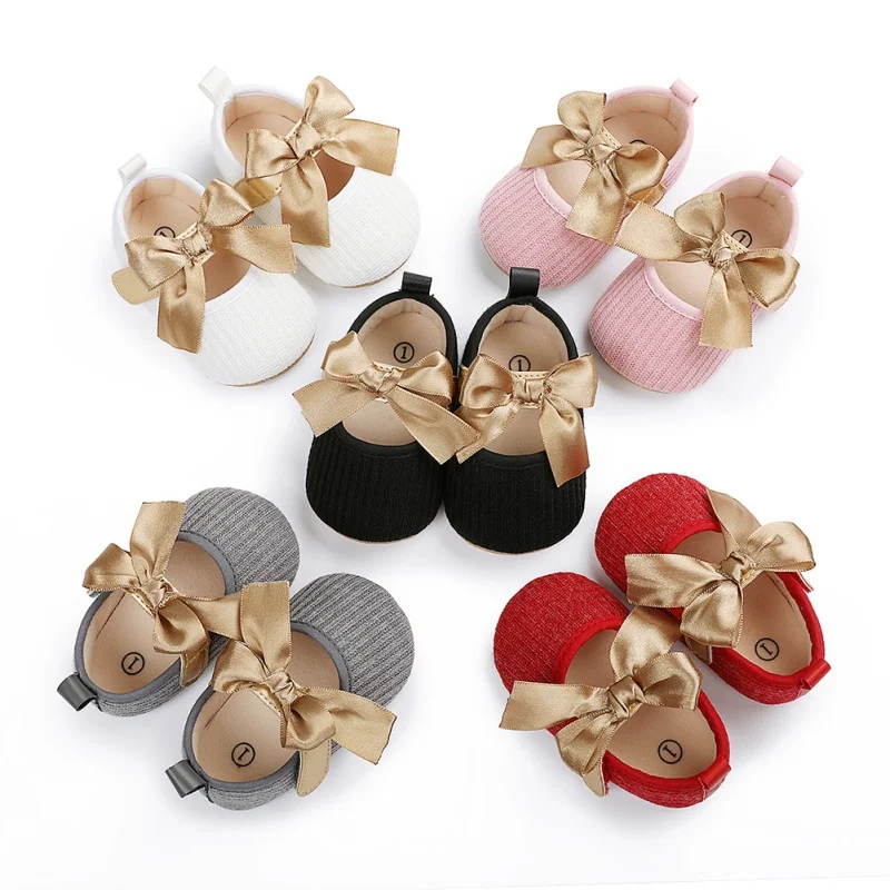 

Spring Autumn Baby Shoes Cute Bowknot First Walkers Infant Toddler Comfort Cloth Shoes Soft Sole Anti-slip Cotton Shoes 0-18M