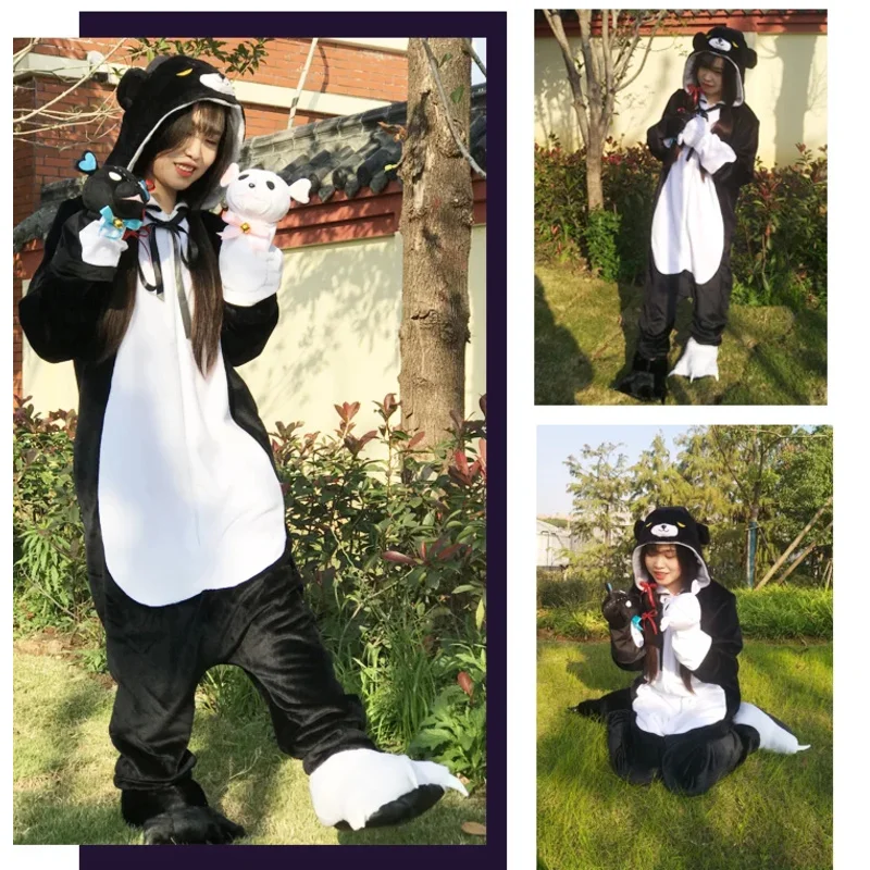 

dd12Аниме Медведь Kuma Yuna Косплей Костюм Кигуруми для взрослых унисекс пижамы фланелевой комбинезон одежда для сна комбинезоны