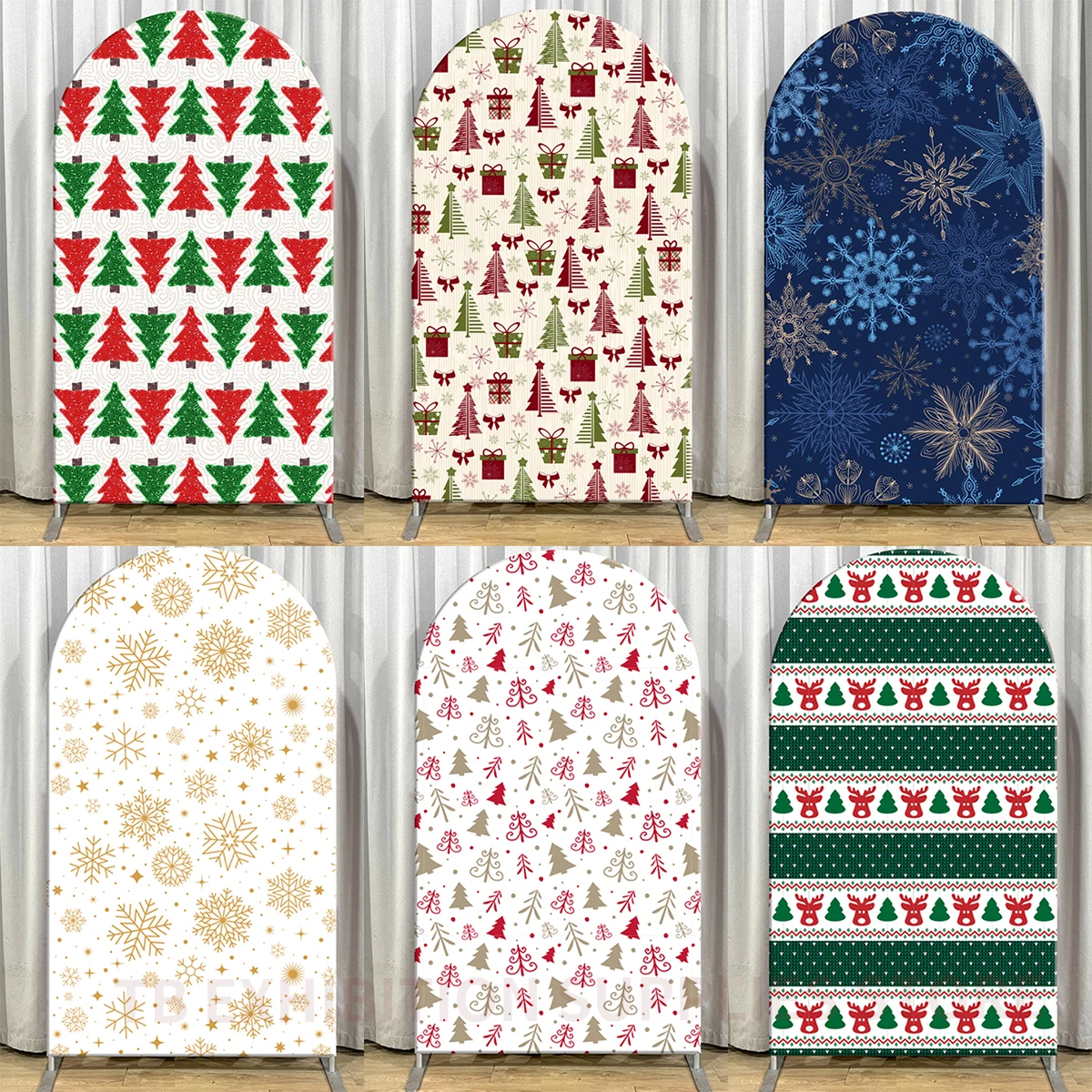 

Christmas theme arched background snow background cover Xmas tree pattern party decoration Winter baby boy girl birthday shower