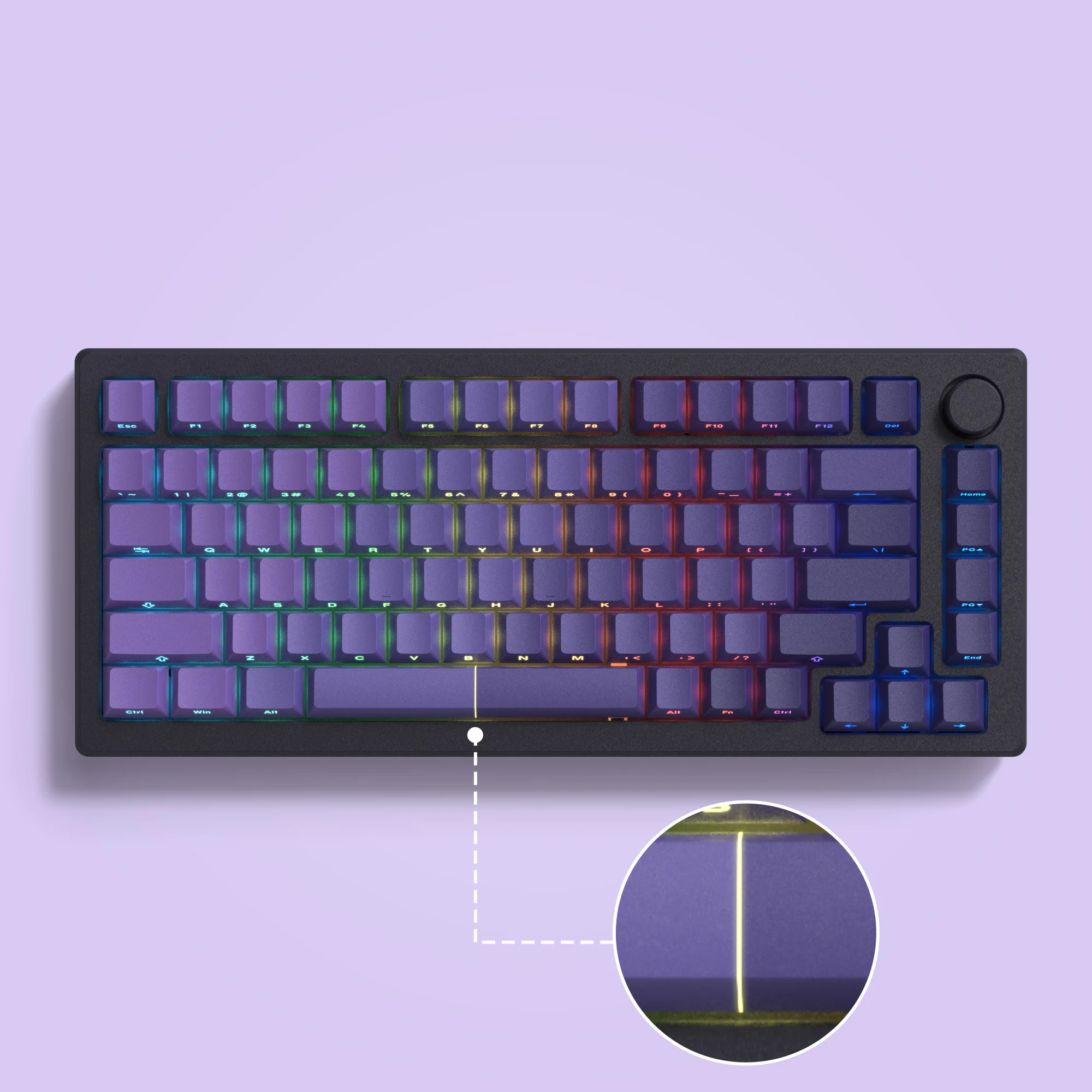 

121 Key Gradient Purple PBT Double Shot Side Print Shine Through Backlit keycaps For MX Mechanical Keyboard 108 87 84 64 61