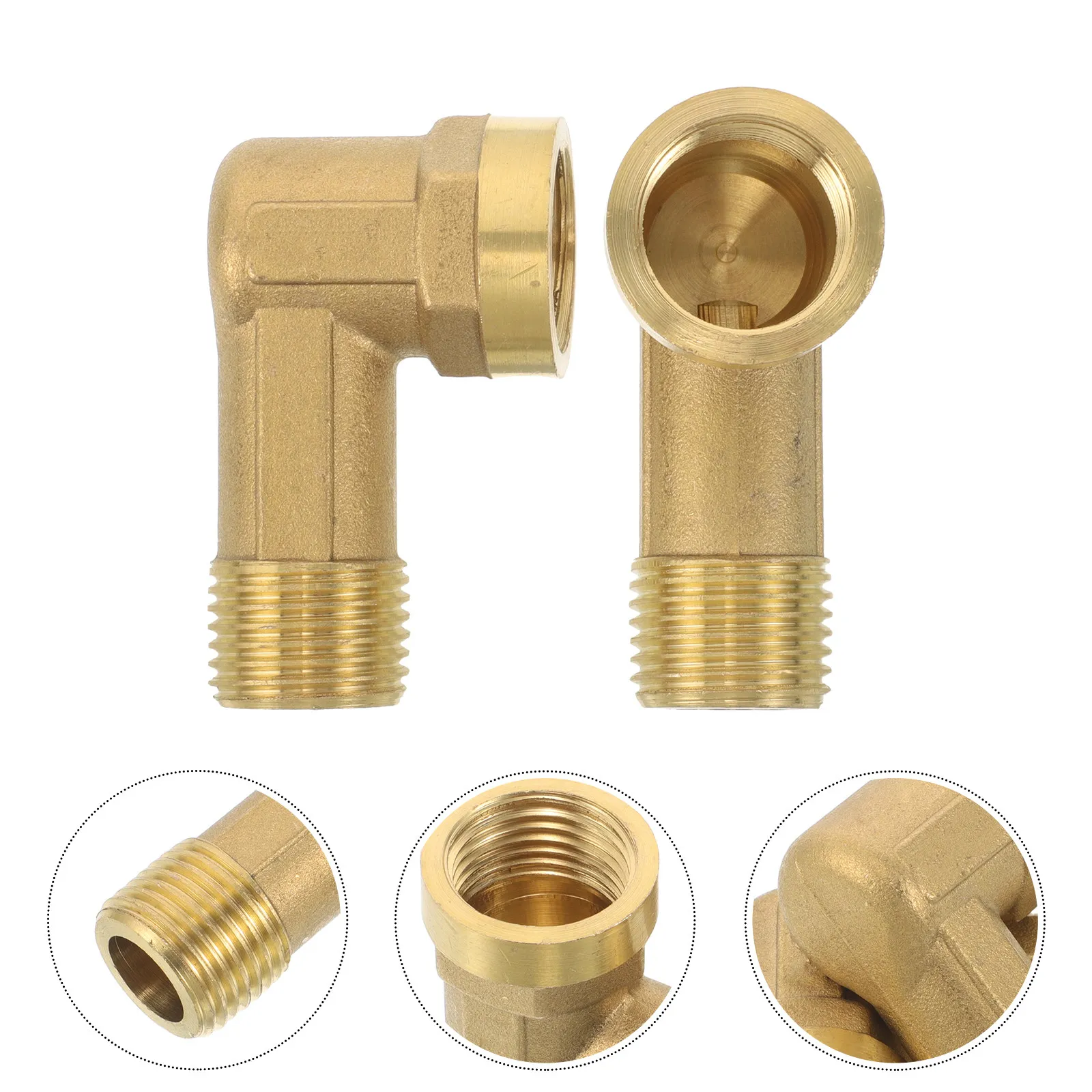 2Pcs Copper Elbow Fittings Heavy Duty 90 Degree Brass Pipe Extension Adapter for Garden Hose Plumbing Connector