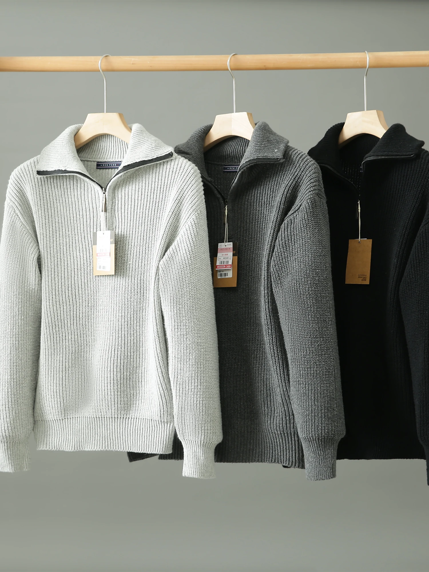 

Мужской свитер на молнии в стиле ретро: мягкий и удобный, универсальный, для осени и зимы, повседневный, из смесового полиэстера