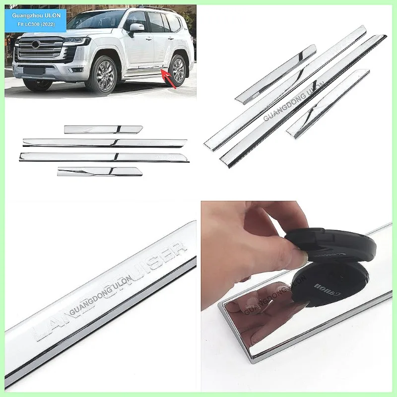 

Хромированные накладки на боковые молдинги для Toyota Land Cruiser 2022 LC300, защита внешних дверных элементов кузова