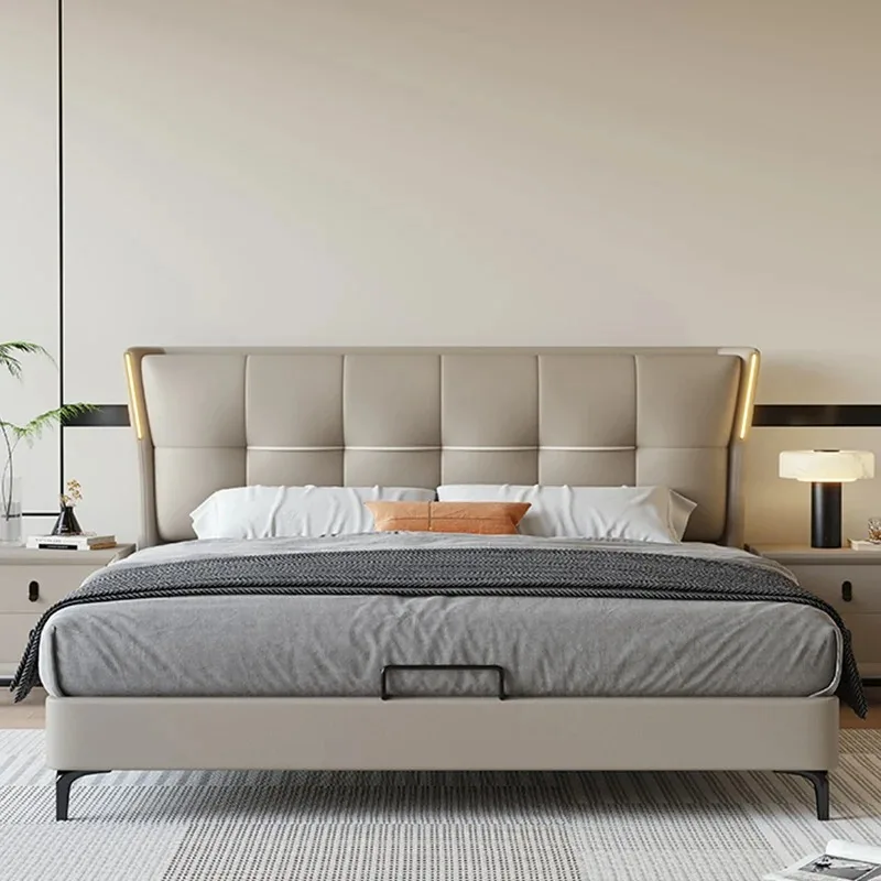 

Modern Luxury Comforter Bed Frames Adult Platform Twin Bedroom Double Bed Full Size Headboards Lit 2 Personnes Furniture Home