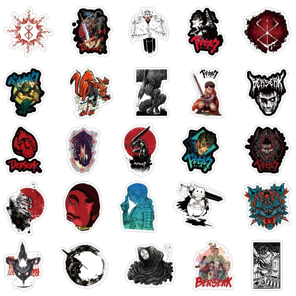 50pcs Berserk Cartoon Graffiti Stickers Notebook Bottle Suitcase Laptop Waterproof Sticker Decoration