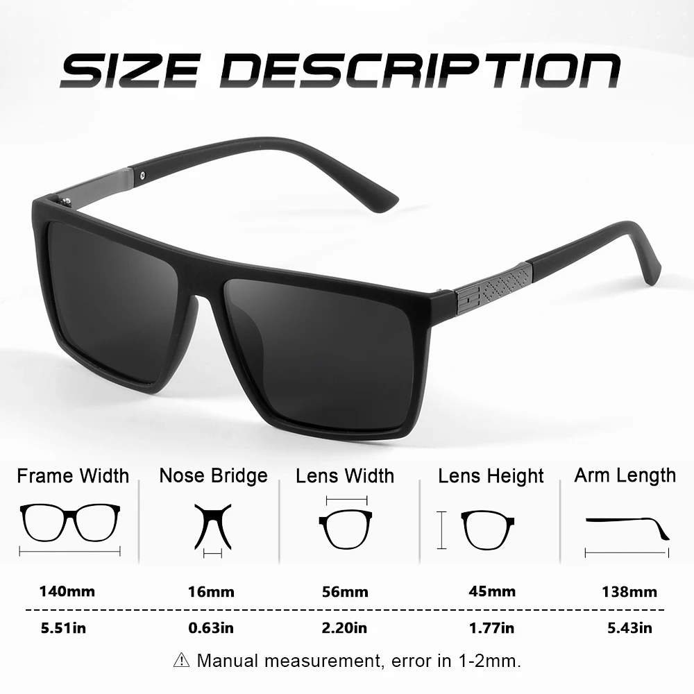 CRIXALIS Classics Square Polarized Sunglasses Men Anti-glare Outdoor Driving Sun Glasses Male Fashoin Beach Shades UV Protection